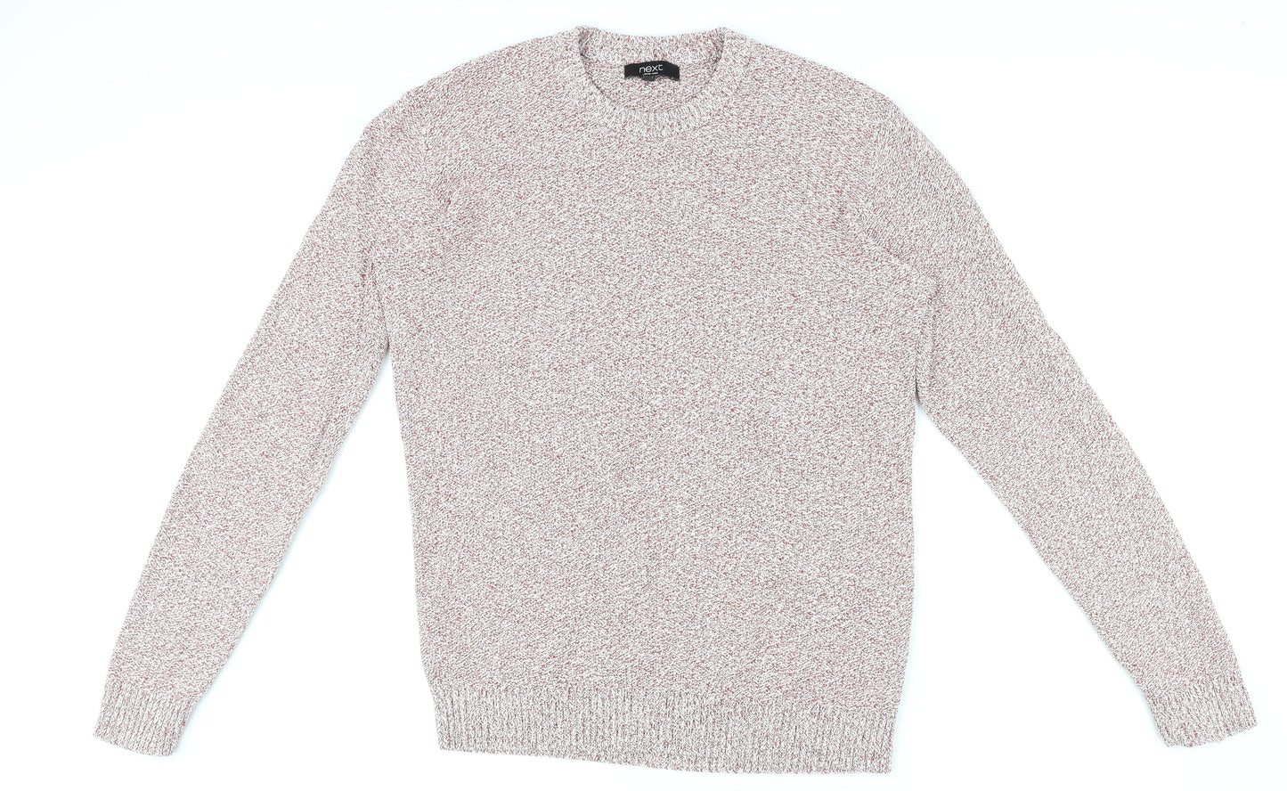 NEXT Mens Red Round Neck Cotton Pullover Jumper Size M Long Sleeve