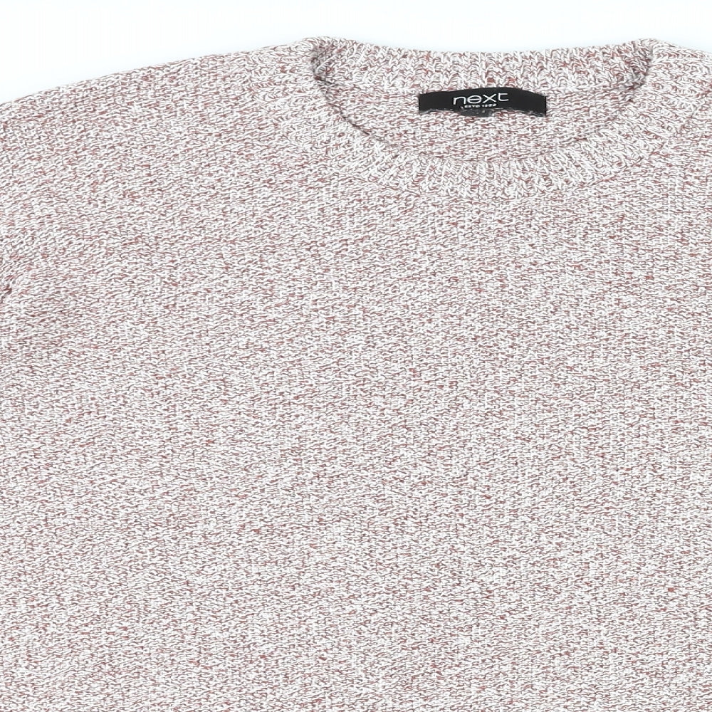NEXT Mens Red Round Neck Cotton Pullover Jumper Size M Long Sleeve