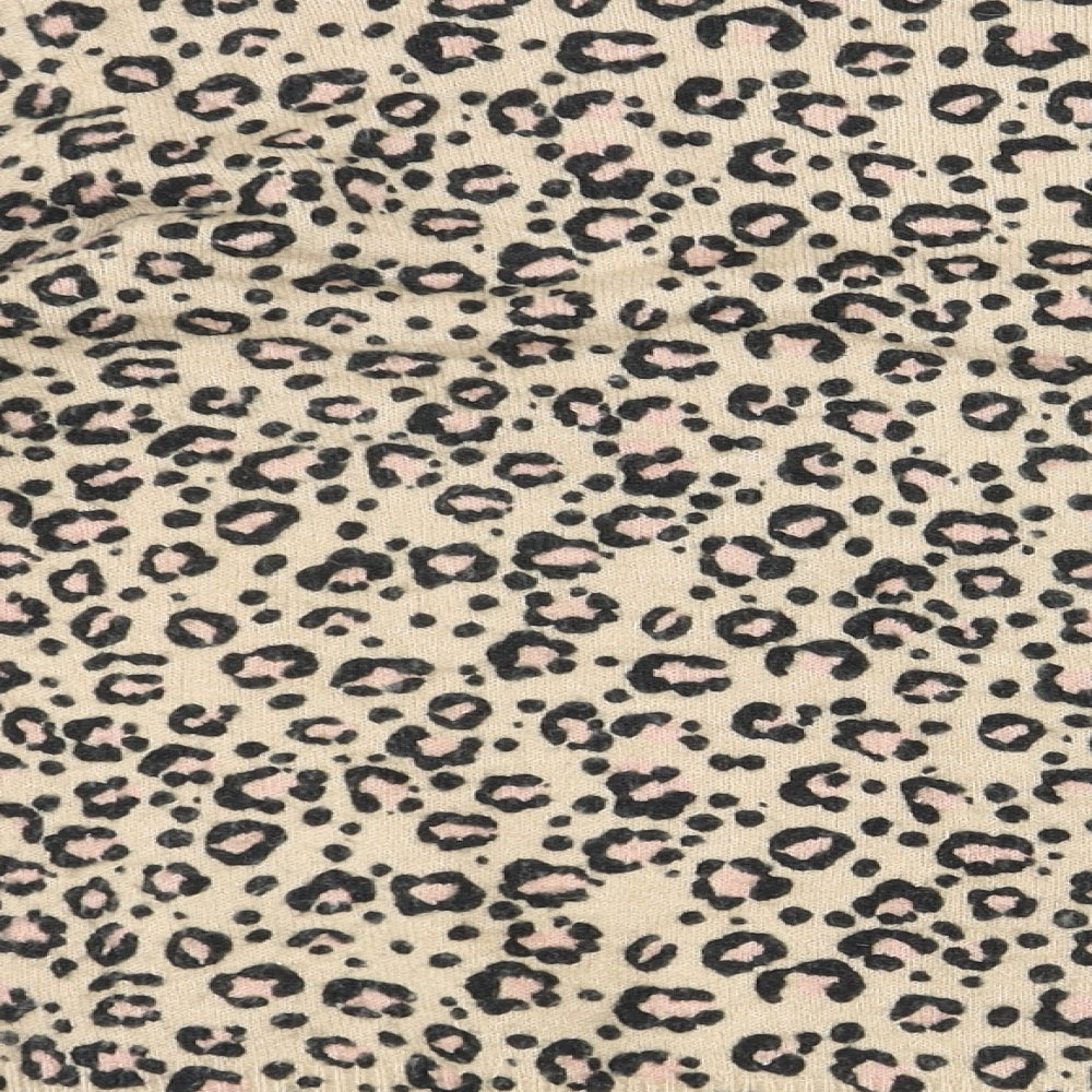 Oliver Bonas Womens Multicoloured Round Neck Animal Print Acrylic Pullover Jumper Size 12 - Leopard Print