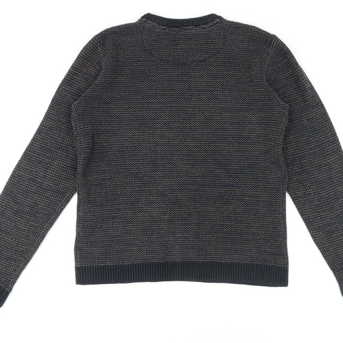 Lee Mens Blue Round Neck Cotton Pullover Jumper Size S Long Sleeve