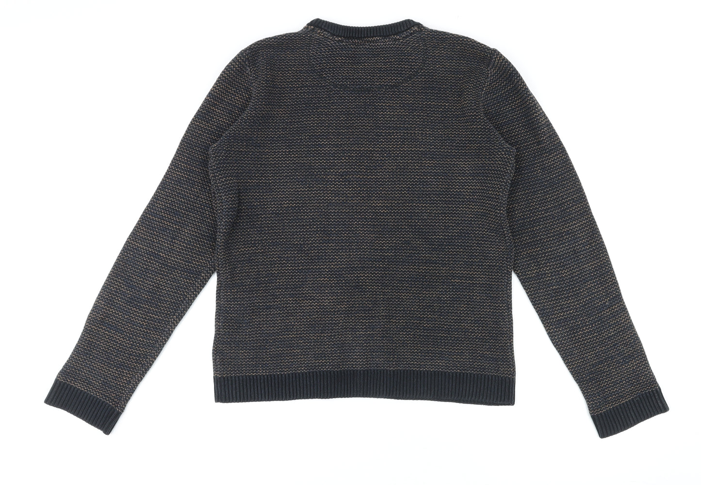 Lee Mens Blue Round Neck Cotton Pullover Jumper Size S Long Sleeve