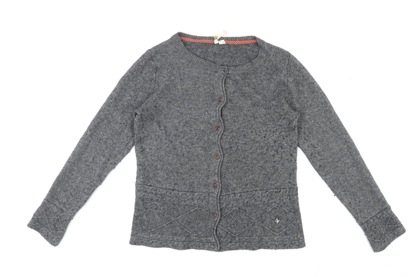 White Stuff Womens Grey Round Neck Viscose Cardigan Jumper Size 10