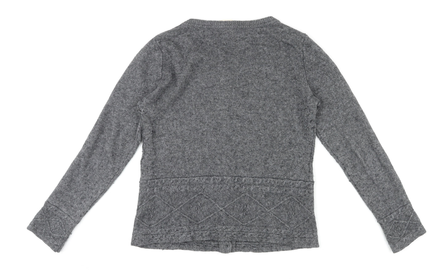 White Stuff Womens Grey Round Neck Viscose Cardigan Jumper Size 10