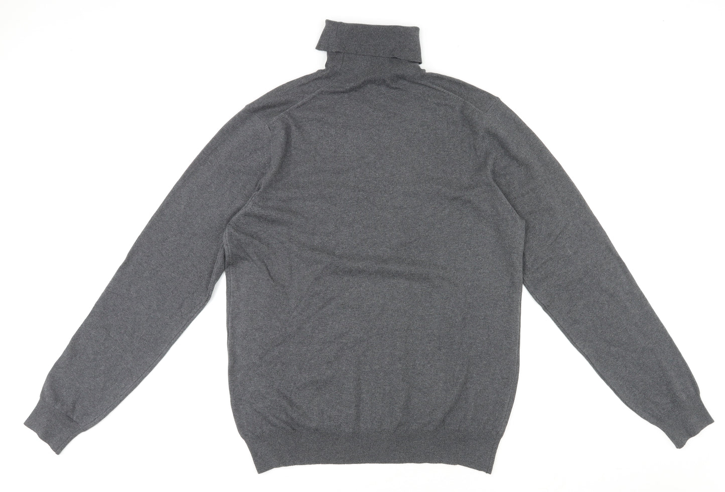 French Connection Mens Grey Roll Neck Cotton Pullover Jumper Size M Long Sleeve