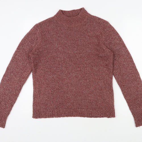 VERO MODA Womens Red High Neck Acrylic Pullover Jumper Size L