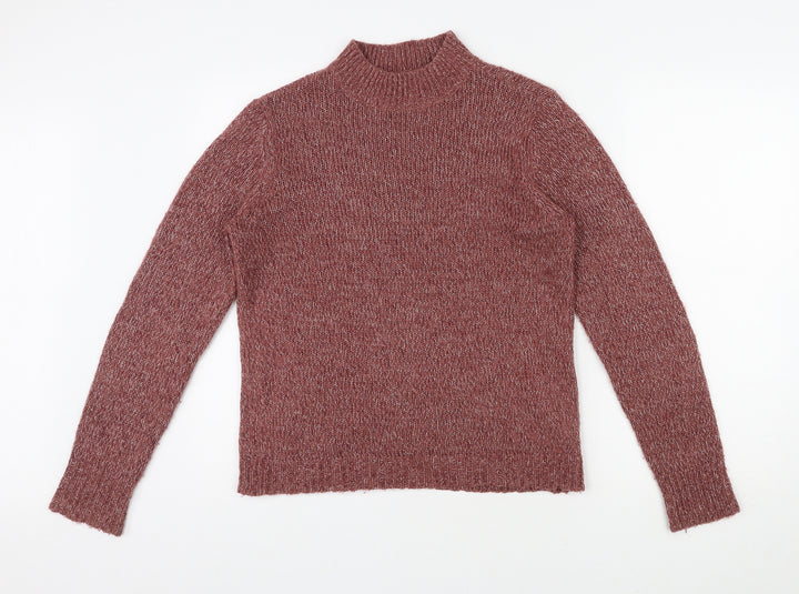 VERO MODA Womens Red High Neck Acrylic Pullover Jumper Size L