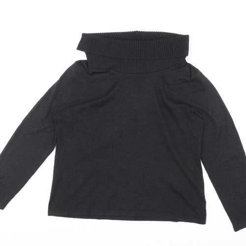 Canada Womens Black Roll Neck Polyester Pullover Jumper Size L