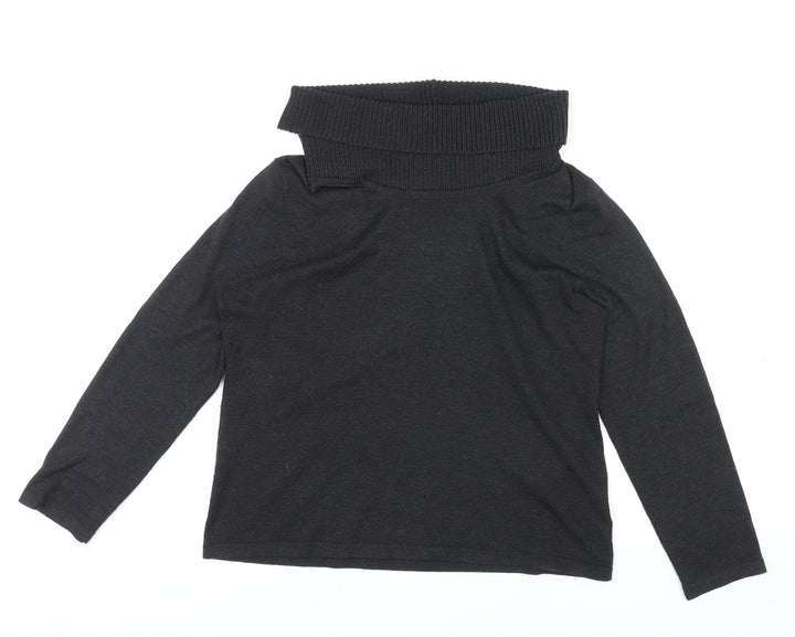 Canada Womens Black Roll Neck Polyester Pullover Jumper Size L