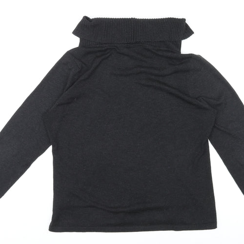 Canada Womens Black Roll Neck Polyester Pullover Jumper Size L