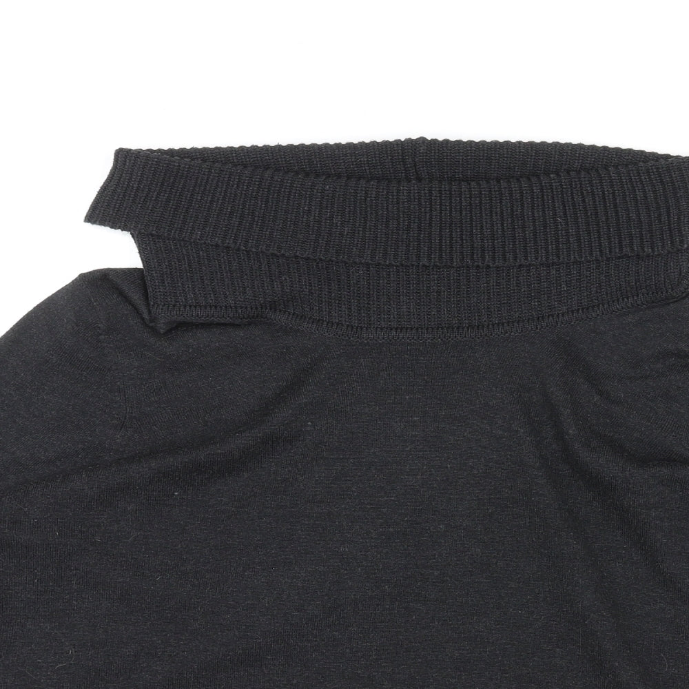 Canada Womens Black Roll Neck Polyester Pullover Jumper Size L