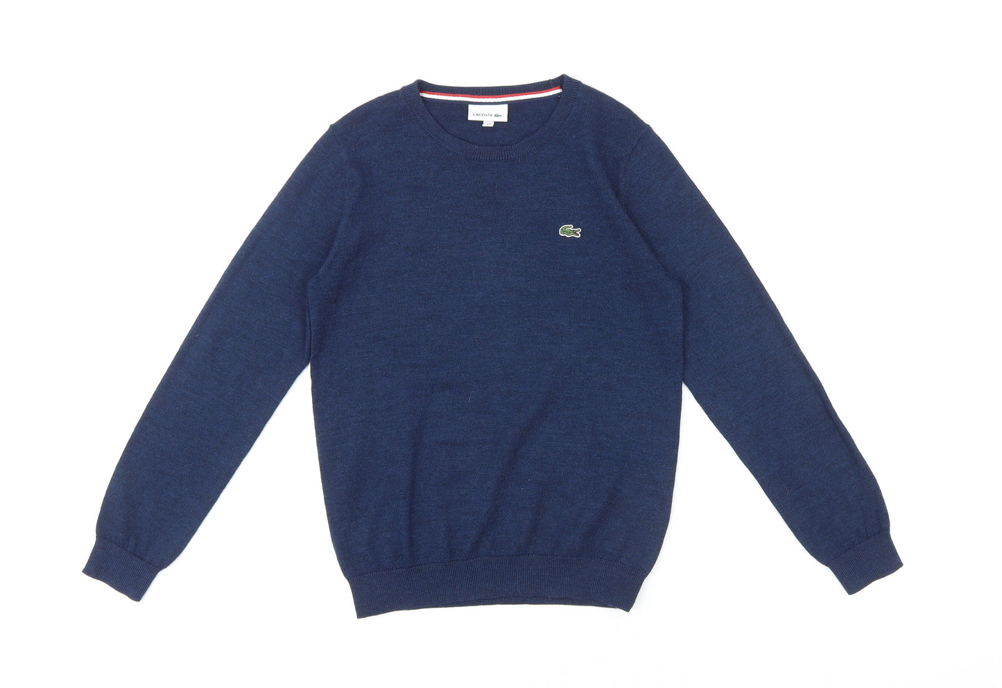 Lacoste Boys Blue Round Neck Acrylic Pullover Jumper Size 10 Years Pullover