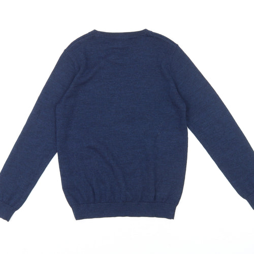 Lacoste Boys Blue Round Neck Acrylic Pullover Jumper Size 10 Years Pullover