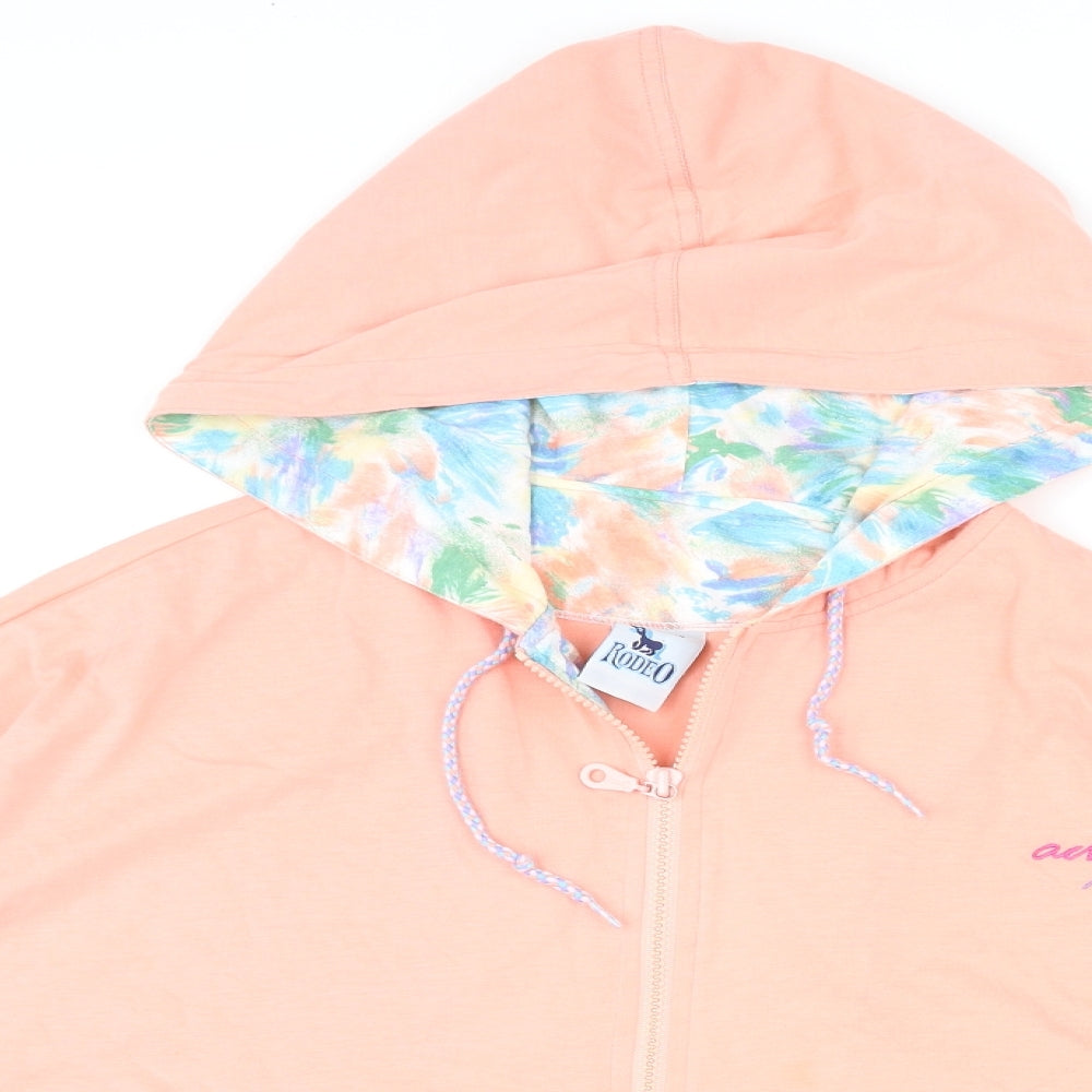 Rodeo Womens Pink Polyester Full Zip Hoodie Size 14 Zip