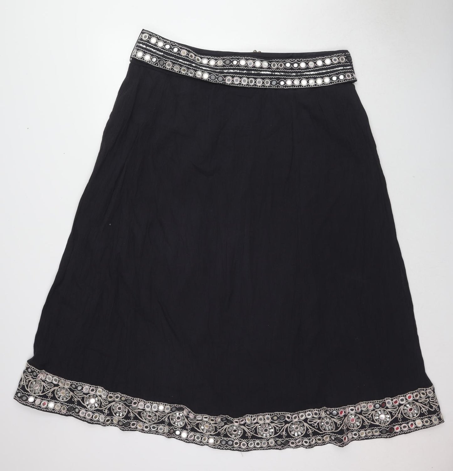 Monsoon Womens Blue Polyester Peasant Skirt Size 20 Zip