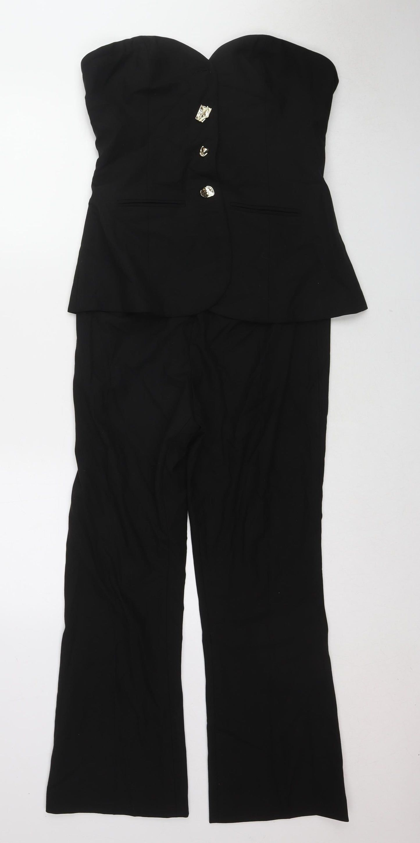 Zara Womens Black Polyester Jumpsuit One-Piece Size L L26 in Zip