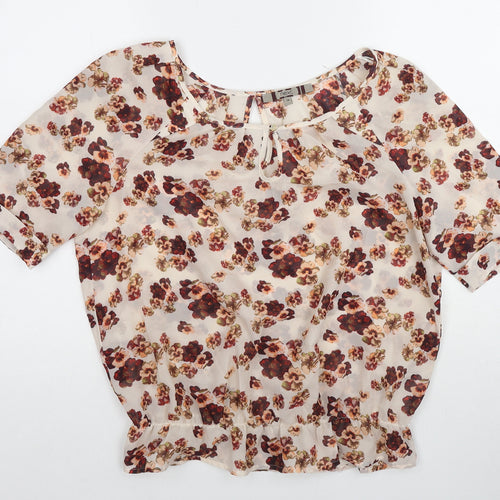 NEXT Womens Multicoloured Floral Polyester Basic Blouse Size 14 Boat Neck