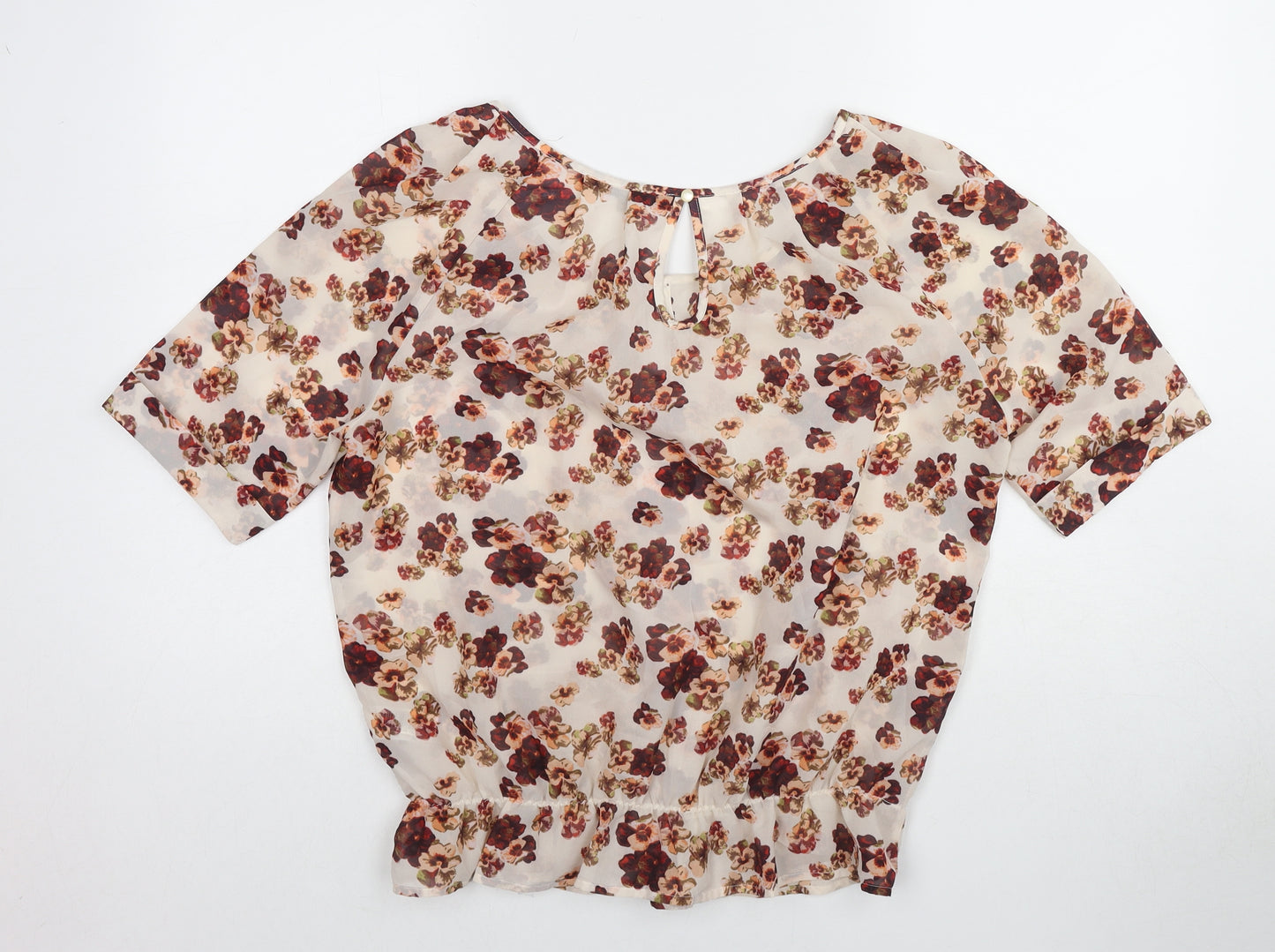 NEXT Womens Multicoloured Floral Polyester Basic Blouse Size 14 Boat Neck