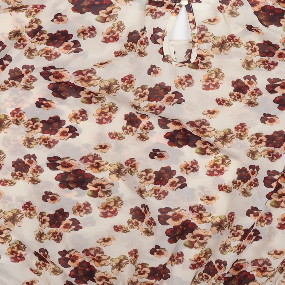 NEXT Womens Multicoloured Floral Polyester Basic Blouse Size 14 Boat Neck