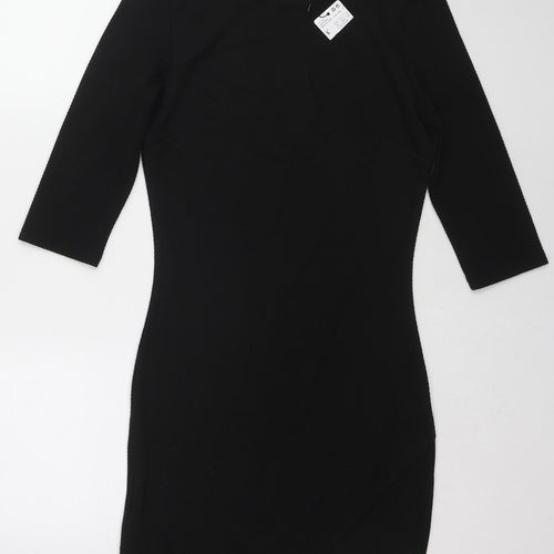 Mango Womens Black Polyester Shift Size S Round Neck Pullover