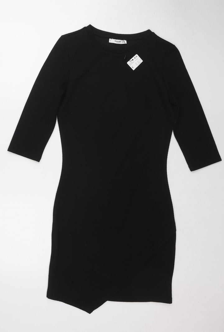 Mango Womens Black Polyester Shift Size S Round Neck Pullover