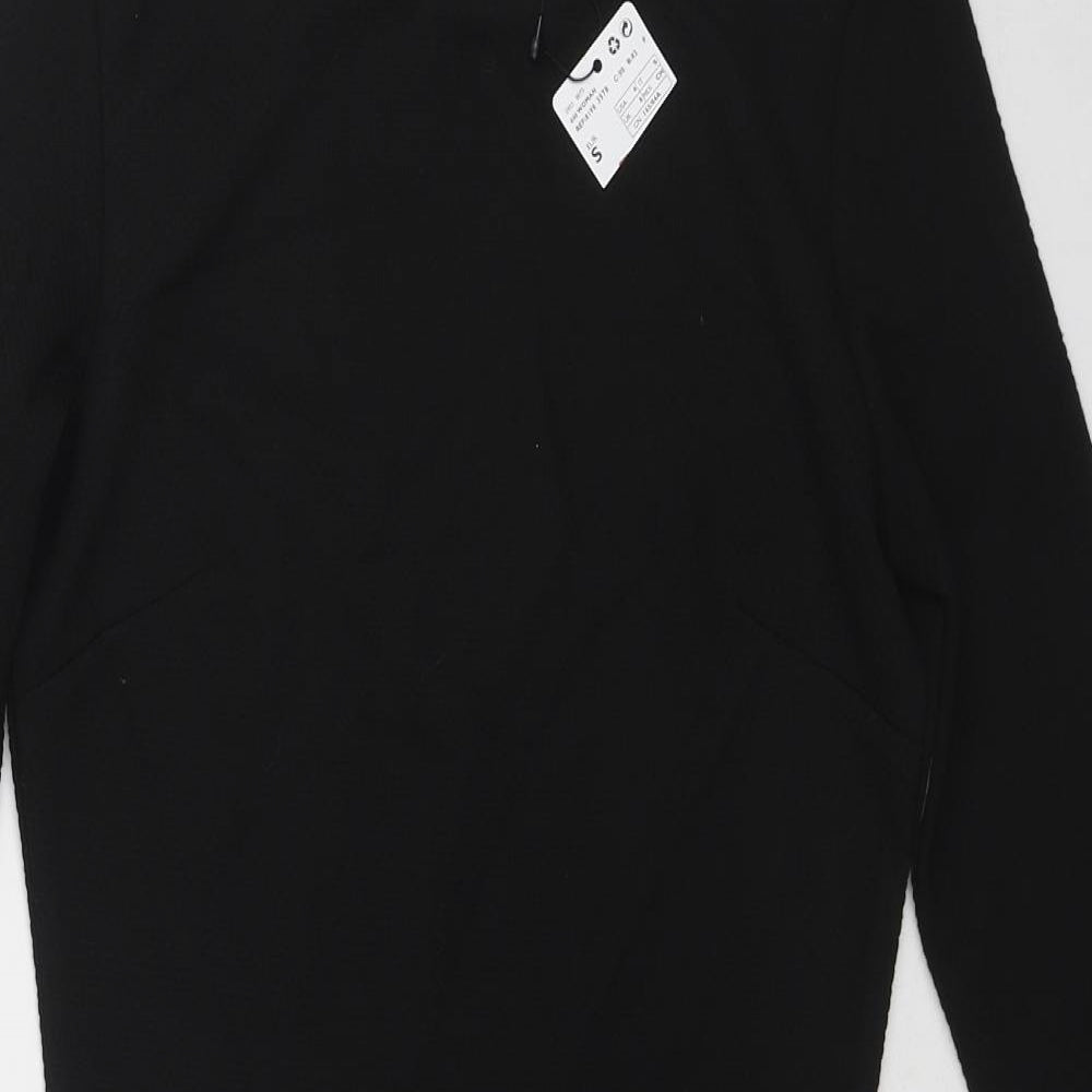 Mango Womens Black Polyester Shift Size S Round Neck Pullover