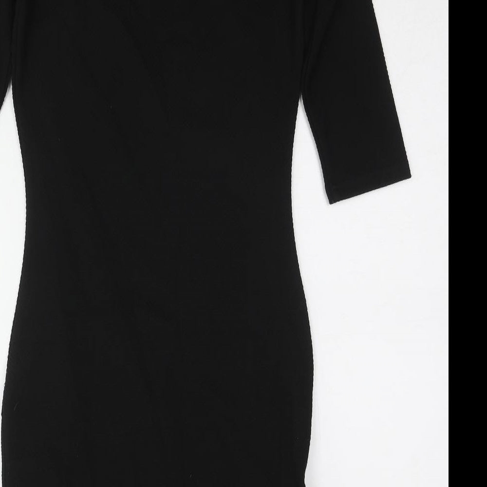 Mango Womens Black Polyester Shift Size S Round Neck Pullover