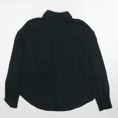 H&M Womens Green Polyester Basic Button-Up Size M Collared