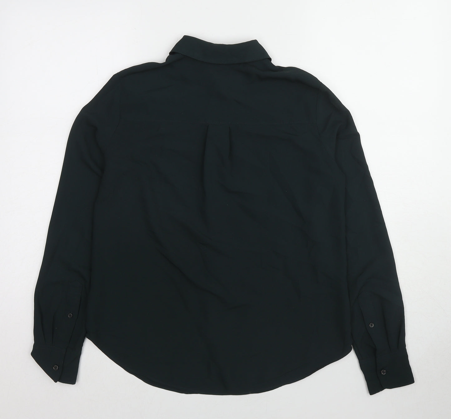 H&M Womens Green Polyester Basic Button-Up Size M Collared