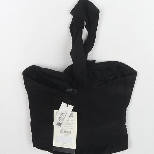 Zara Womens Black Polyester Cropped Blouse Size XS One Shoulder - Cut Out
