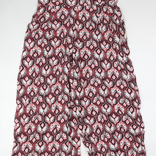 Marks and Spencer Womens Pink Geometric Viscose Trousers Size 10 L21 in Regular