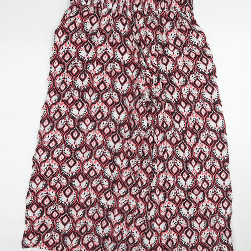 Marks and Spencer Womens Pink Geometric Viscose Trousers Size 10 L21 in Regular