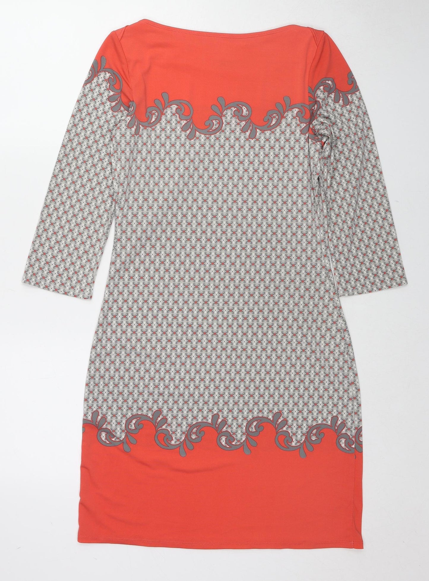 Studio M Womens Multicoloured Geometric Polyester Sheath Size S Boat Neck Pullover
