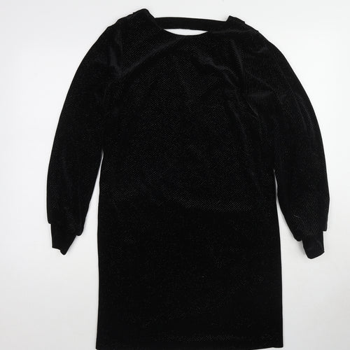 NEXT Womens Black Polyester Jumper Dress Size 8 Round Neck Pullover