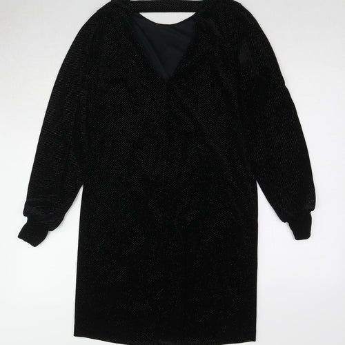 NEXT Womens Black Polyester Jumper Dress Size 8 Round Neck Pullover