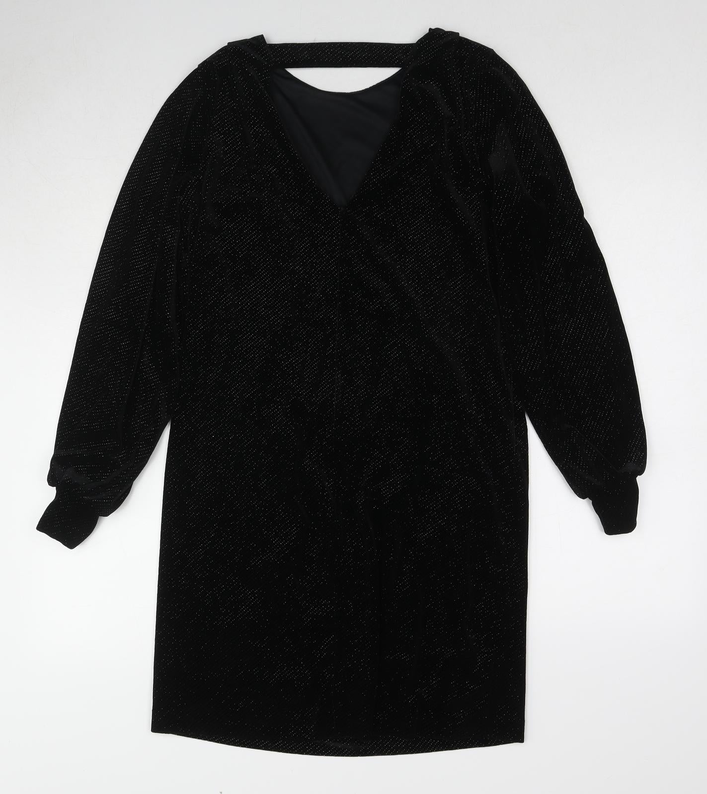 NEXT Womens Black Polyester Jumper Dress Size 8 Round Neck Pullover