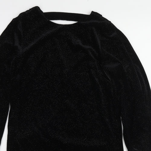 NEXT Womens Black Polyester Jumper Dress Size 8 Round Neck Pullover