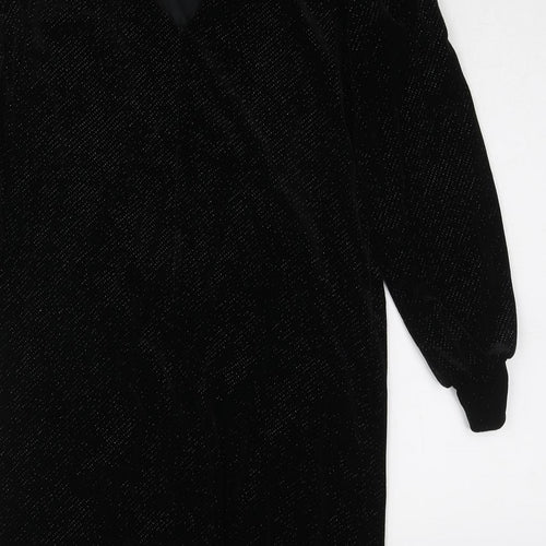 NEXT Womens Black Polyester Jumper Dress Size 8 Round Neck Pullover