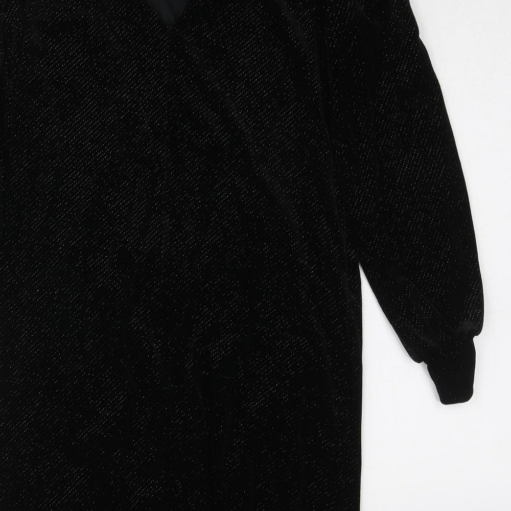 NEXT Womens Black Polyester Jumper Dress Size 8 Round Neck Pullover