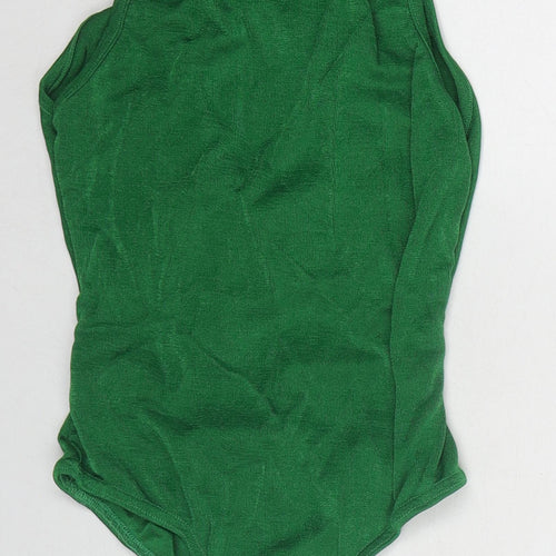 PRETTYLITTLETHING Womens Green Polyester Bodysuit One-Piece Size 8 Snap - Cut Out Back Detail