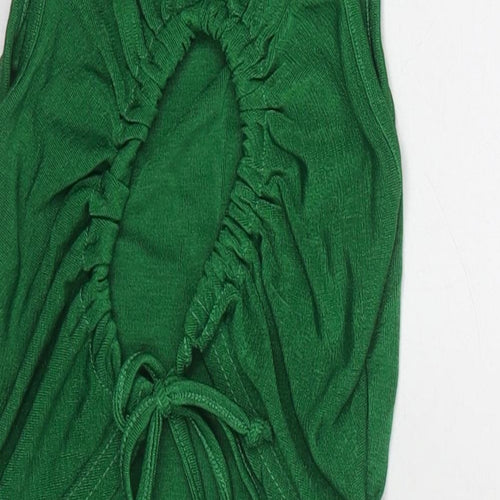 PRETTYLITTLETHING Womens Green Polyester Bodysuit One-Piece Size 8 Snap - Cut Out Back Detail