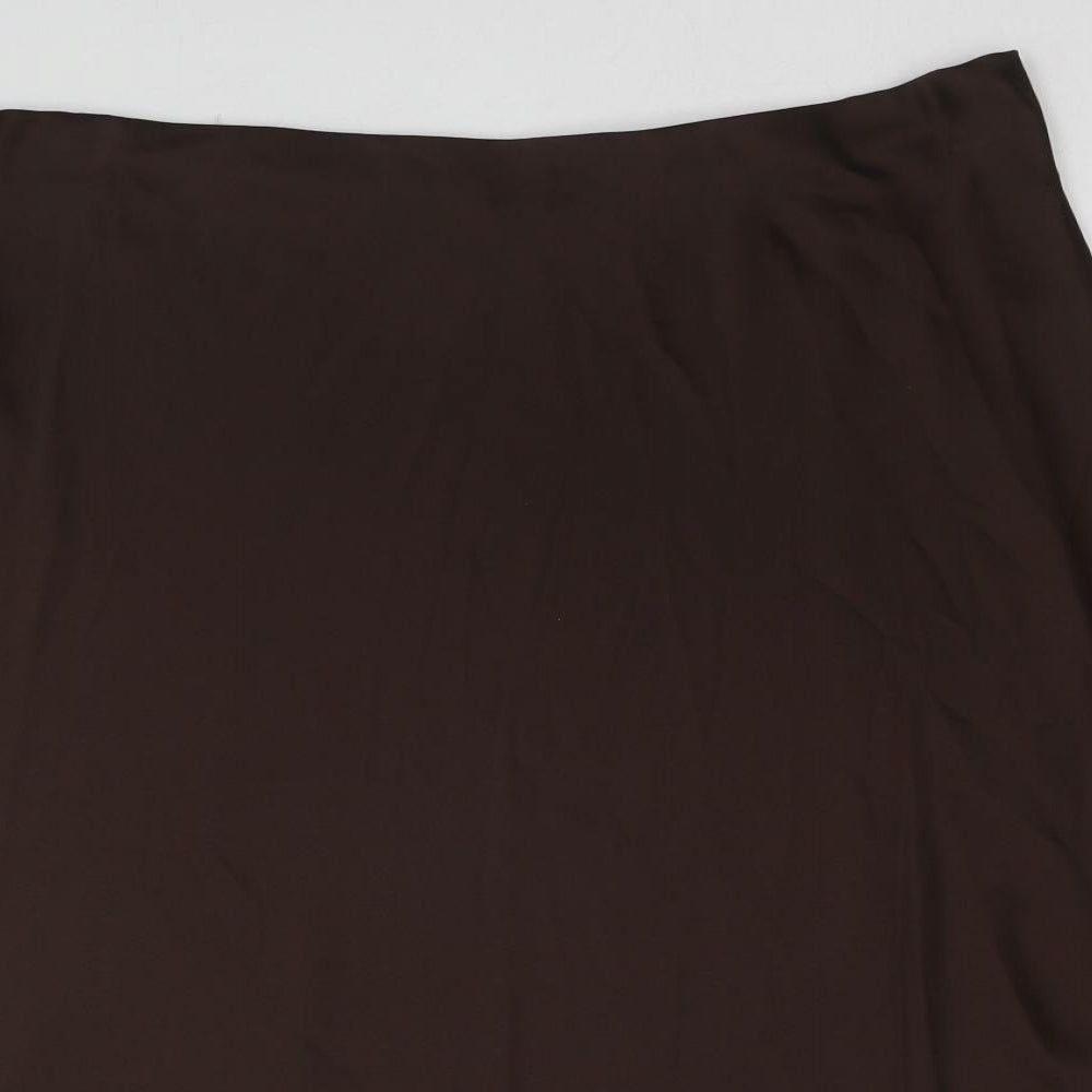 Marks and Spencer Womens Brown Polyester Swing Skirt Size 22