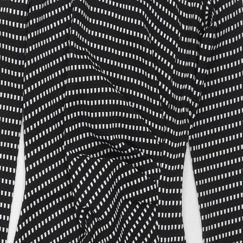 River Island Womens Black Geometric Polyester Pencil Dress Size S Round Neck Zip