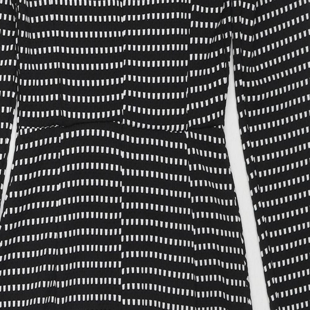 River Island Womens Black Geometric Polyester Pencil Dress Size S Round Neck Zip