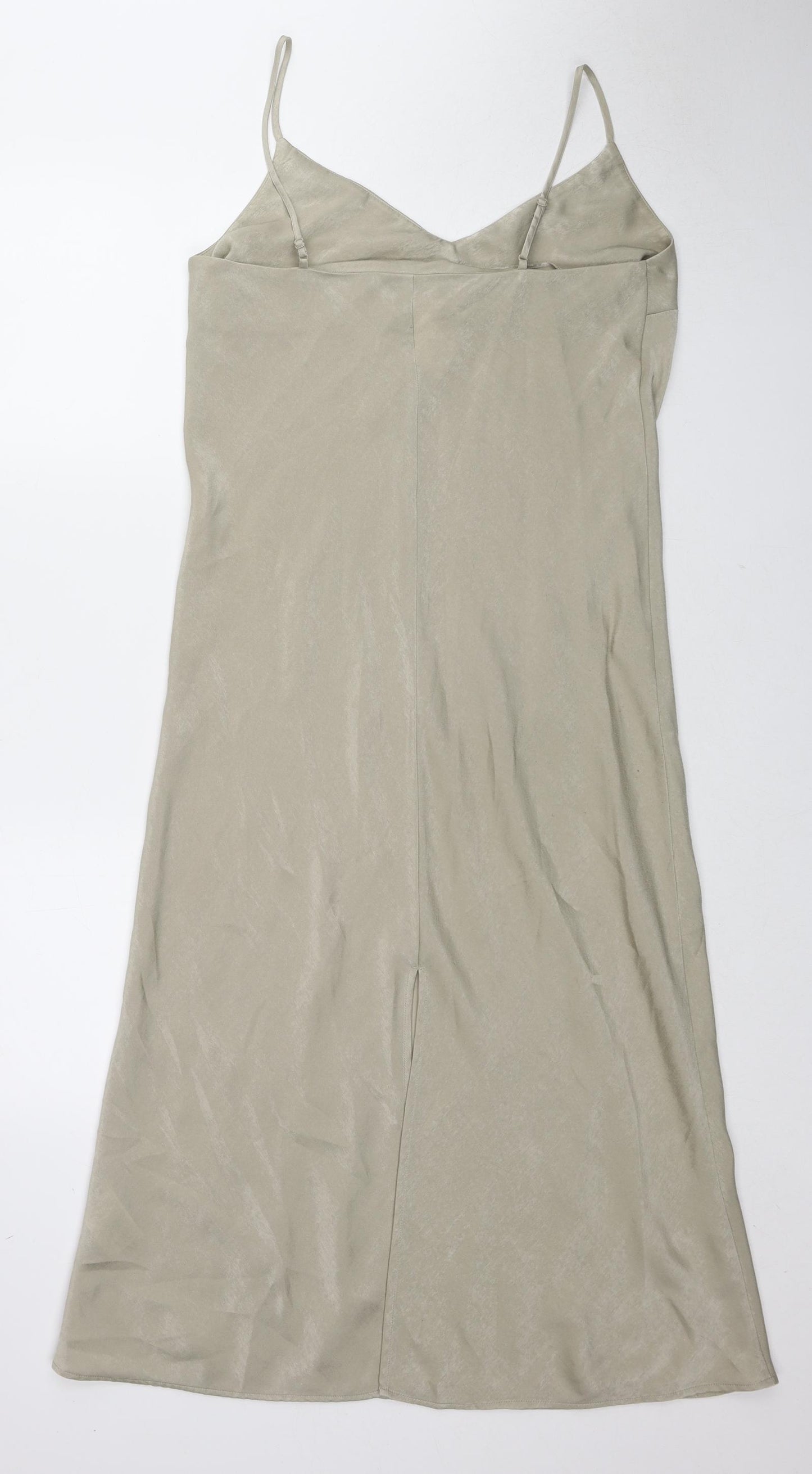 H&M Womens Beige Polyester Slip Dress Size S V-Neck Pullover