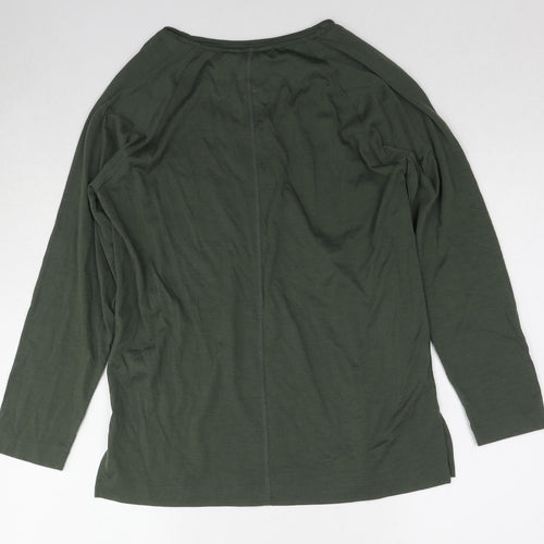 Autograph Womens Green Wool Basic T-Shirt Size 10 Boat Neck