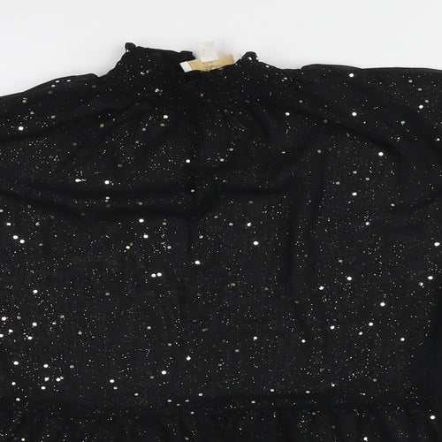 Feather & Bones Womens Black Polyester Basic Blouse Size 8 Mock Neck - Embellished