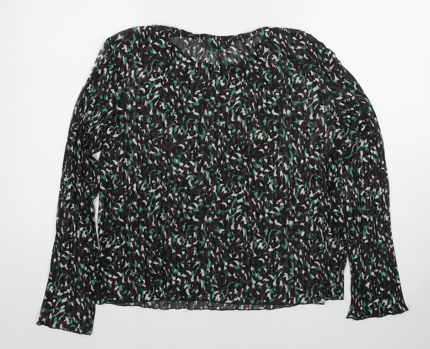 Marks and Spencer Womens Multicoloured Animal Print Polyester Basic Blouse Size 12 Boat Neck
