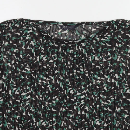Marks and Spencer Womens Multicoloured Animal Print Polyester Basic Blouse Size 12 Boat Neck