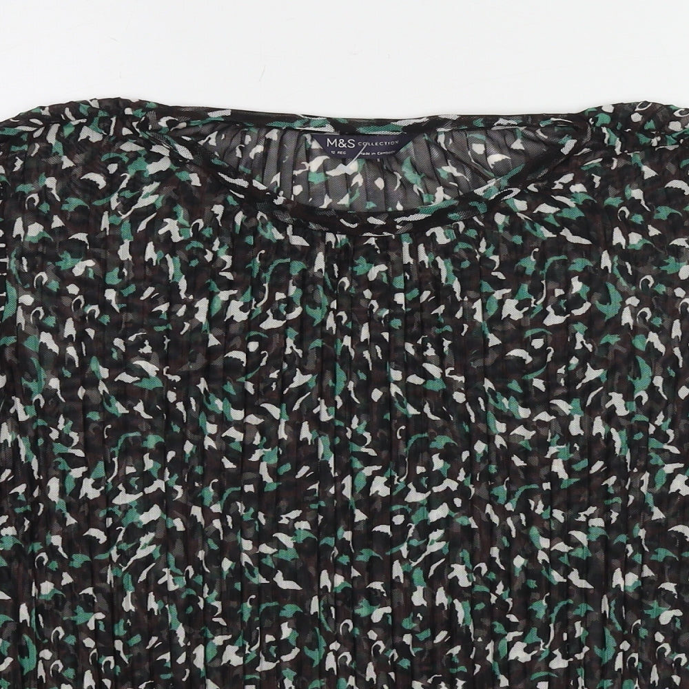 Marks and Spencer Womens Multicoloured Animal Print Polyester Basic Blouse Size 12 Boat Neck
