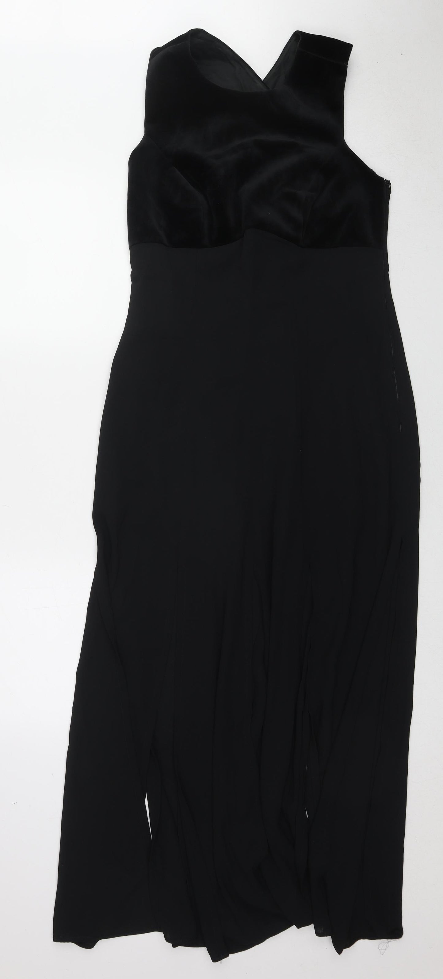 Vera Mont Womens Black Acetate Maxi Size 12 Round Neck Zip